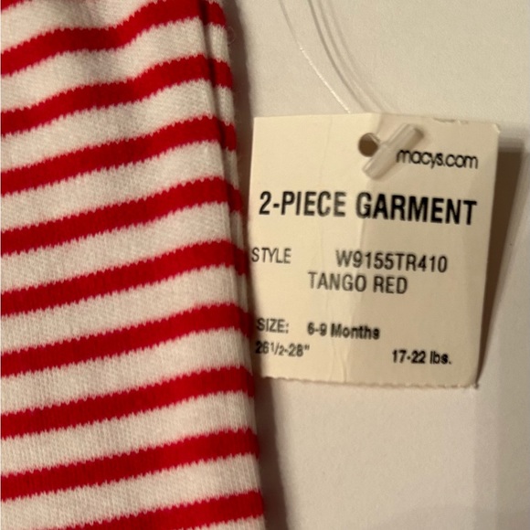 First Impressions NWT Girl 6-9 mos 2 Piece Red & White Dress with Footed Bottom - Picture 5 of 6